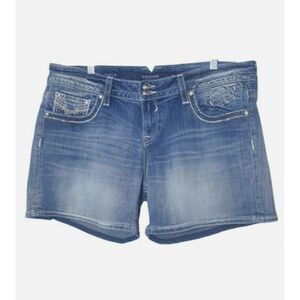 Vigoss Denim Shorts 15/16 The New York Distressed Bling Embroidered 5" Inseam